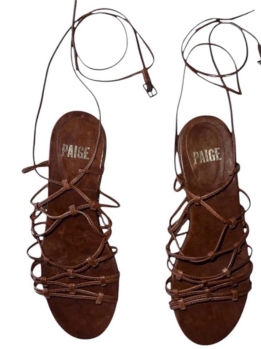 PAIGE Brown Suede Lace-Up Strappy Sandals